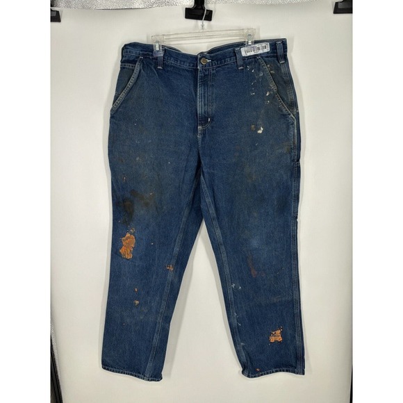 VTG Carhartt Jeans 38x32 382-83 Dungaree Fit Carpenter Work Pants Baggy Distress - Picture 1 of 7